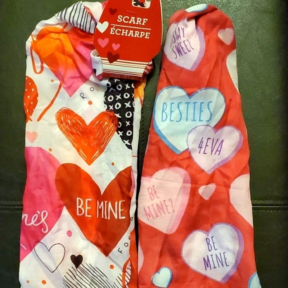 Valentine's Day Themed Fashion Scarves (2 scarves) Red/Pink - Picture 1 of 6